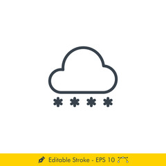 Snowy Weather Icon / Vector - In Line / Stroke Design