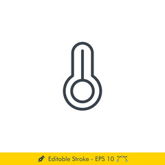 Temperature Icon / Vector - In Line / Stroke Design