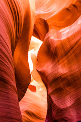 Beautiful view of Antelope Canyon sandstone formations in famous Navajo Tribal national park near Page, Arizona, USA
