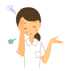 職業　看護師　女性　頭を抱えている　上半身