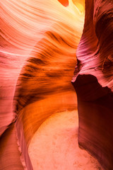 Beautiful view of Antelope Canyon sandstone formations in famous Navajo Tribal national park near Page, Arizona, USA
