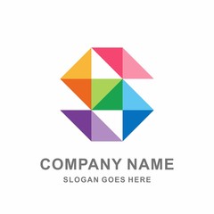 Monogram Letter S Geometric Triangle Square Technology Computer Business Company Stock Vector Logo Design Template