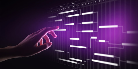 Project management diagram, time management, business and technology concept on virtual screen.