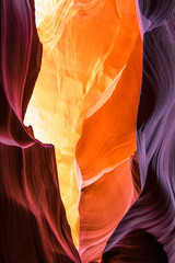 Beautiful view of Antelope Canyon sandstone formations in famous Navajo Tribal national park near Page, Arizona, USA
