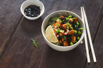 Vegetarian poke bowl healthy vegetarian food