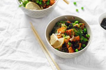 Vegetarian two poke bowls