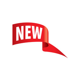 Red ribbon with the inscription New. Vector illustration