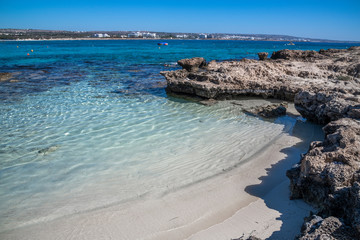 Stone coastline on the island of Cyprus