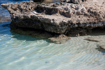 Fototapeta na wymiar Fragment of sea with sand and stones. Cyprus