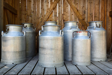 Old aluminium milk cans