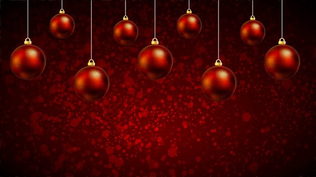 Hanging Christmas red balls on a red background bokeh