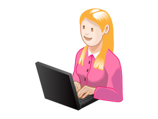 ノートパソコンを使う女性