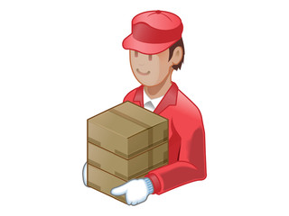 荷物を配送する男性