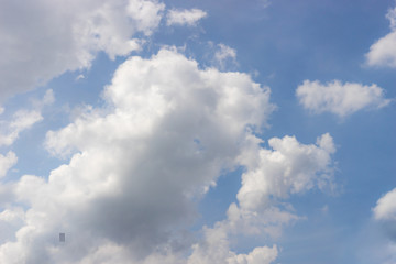 cloudscape fluffy dramatic white cloud on blue sky with copy space