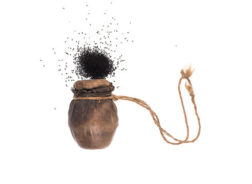 ancient wooden barrel for gunpowder