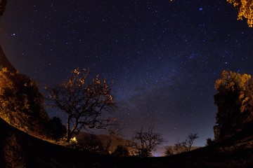 Obraz na płótnie Canvas Landscape with Milky way galaxy. Night sky with stars and milky.( Wuling Farm,Taiwan)