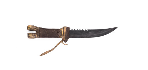 ancient weapon, hunting knife on a white background