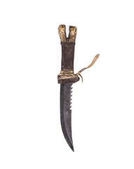 ancient weapon, hunting knife on a white background