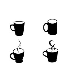 Hot coffee cup vector set with steam
