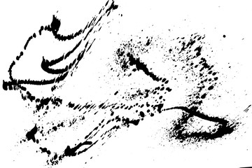 Fototapeta na wymiar Ink grunge drops texture. Black hand drawn splashes and stains on white background.