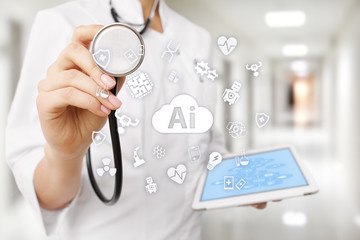 AI, artificial intelligence, in modern medical technology. IOT and automation.