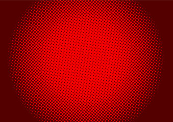 red background halftone screen, vector illustration.