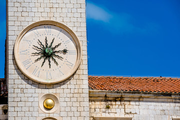 Old clock on the tower in Dubrovnik, Croatia. 