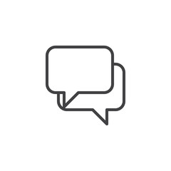 Naklejka premium Square speech bubbles outline icon. linear style sign for mobile concept and web design. Chat dialogue simple line vector icon. Conversation symbol, logo illustration. Pixel perfect vector graphics