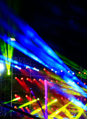 Stage lighting effect in the dark, close-up pictures