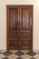 Old wooden door, classic interior background