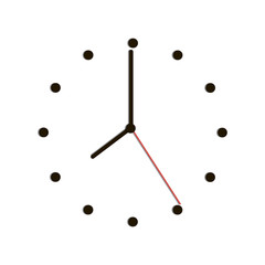 Time clock with shadow on white background