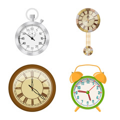 Vector illustration of clock and time sign. Set of clock and circle stock symbol for web.