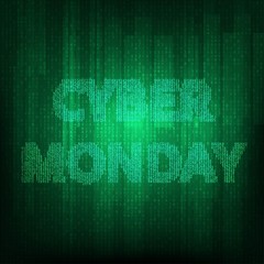 Cyber monday illustration with blue matrix. Cyber illystration with internet code