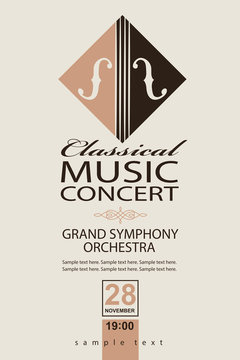classical music concert poster with violin image