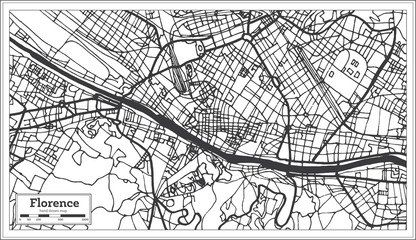 Florence Italy City Map in Retro Style. Outline Map.