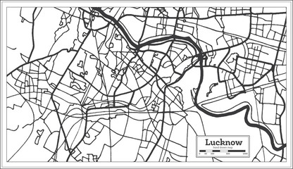 Lucknow India City Map in Retro Style. Outline Map.