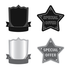 Vector design of emblem and badge symbol. Set of emblem and sticker stock vector illustration.
