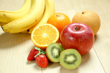 fresh fruits on a table