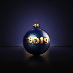 3D Rendering Dark Blue Christmas Ball