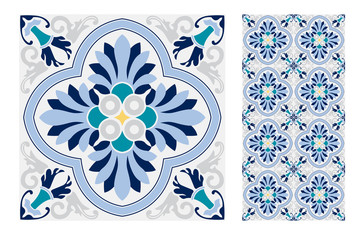tiles Portuguese patterns antique seamless design in Vector illustration vintage