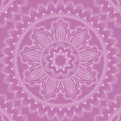 Seamless pattern with mandala ornament. Hand drawn illustration