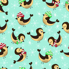 Stylish seamless bird pattern, Christmas repeating background. Collection of cute printable birds. Can be used for fabric design, wrapping paper, wallpaper, pattern fills, web page background.Vector - 234428200