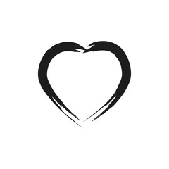 Obraz premium Heart black on white background sign. Symbol linked, join, love, passion and wedding. Monochrome template for t shirt, apparel, card, poster, valentine day. Design element. Vector illustration.