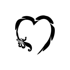 Heart black on white background sign. Symbol linked, join, love, passion and wedding. Template for t shirt, apparel, card, poster, valentine day. Design element. Vector illustration.