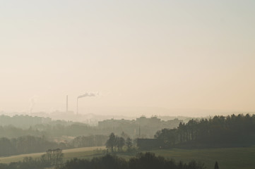 Industry landscape in fog