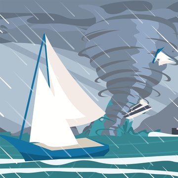 Vector picture the storm caught yachts the ocean