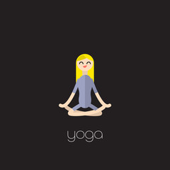 Happy cartoon character doing yoga