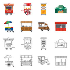 Vector illustration of market and exterior sign. Collection of market and food stock vector illustration.