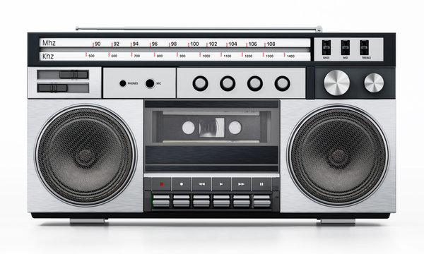 Vintage cassette player isolated on white background. 3D illustration