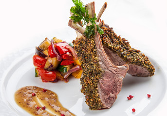 Rack of lamb on white background © GrumJum